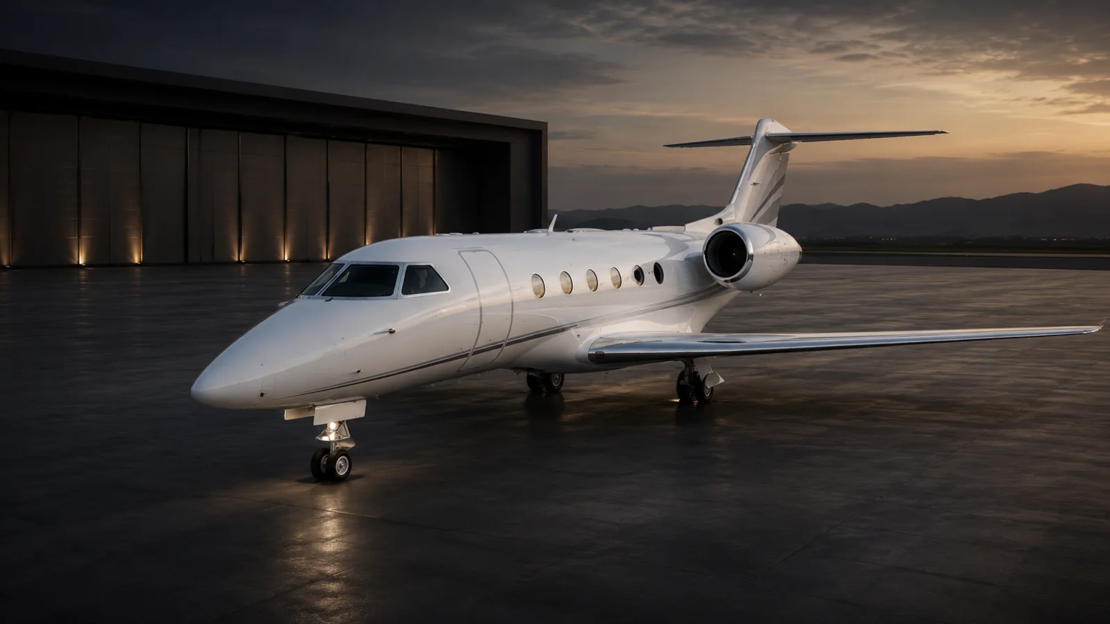 Privatflugzeug vor einem Hangar